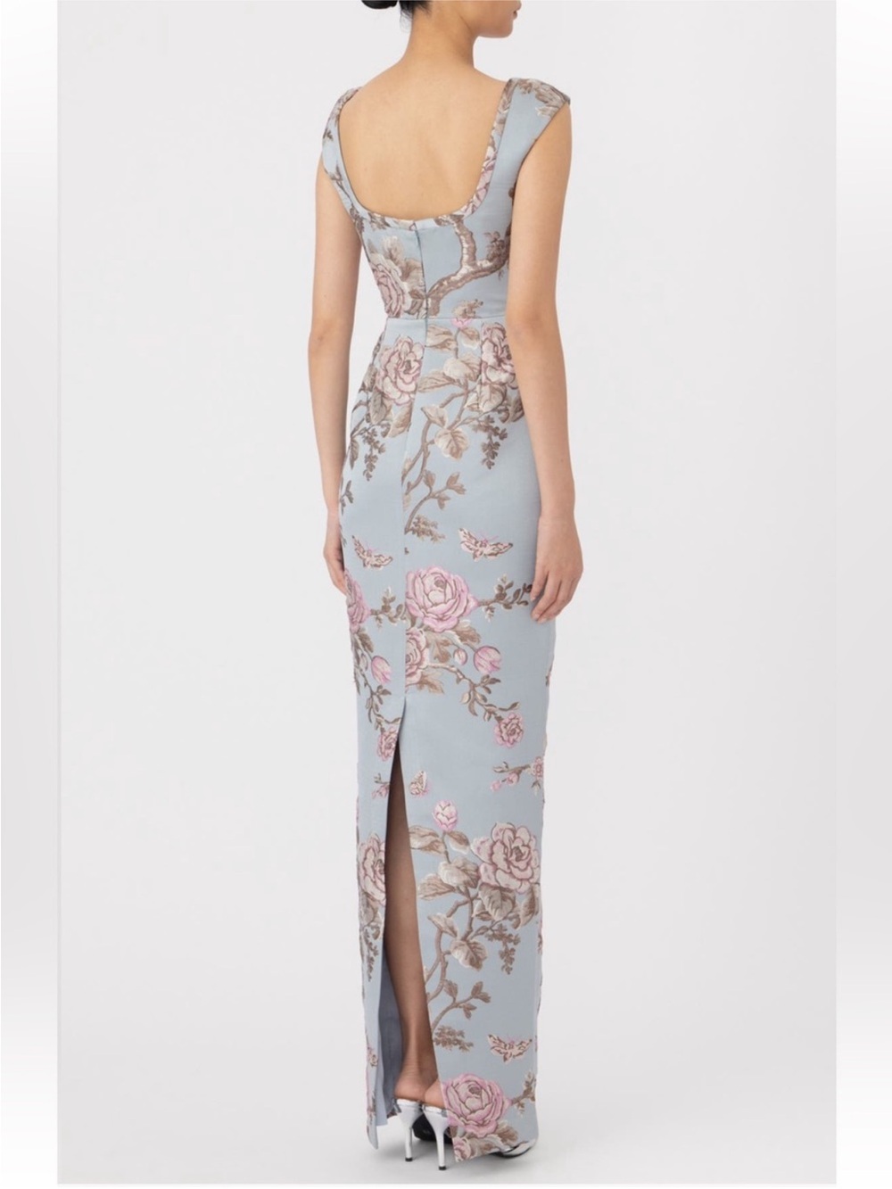 ✨NEW✨ SAU LEE Brooke Floral Brocade
Column Gown in Blue Ash - Picture 2 of 8